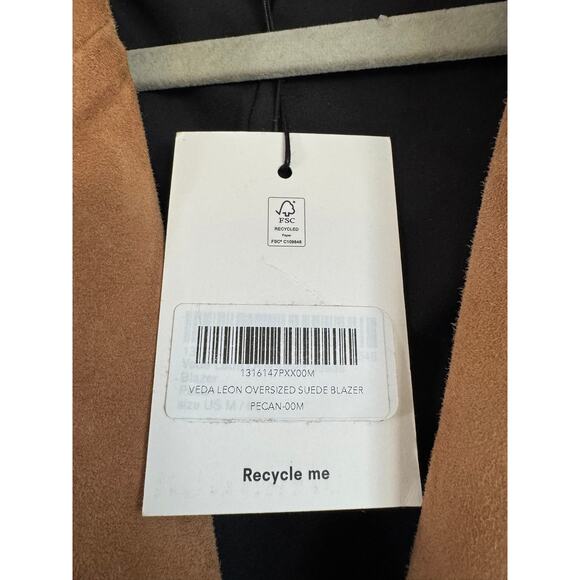 NWT REFORMATION Veda Leon Oversized Suede Blazer Pecan Medium M - Picture 6 of 10